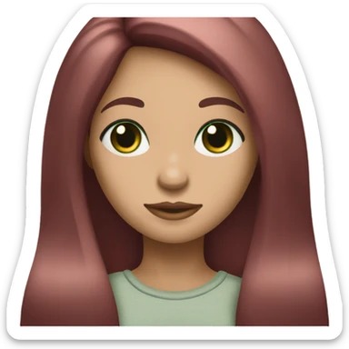  Girl with burgundy straight long hair and dark green eyes, fair skin and eyelashes  sticker