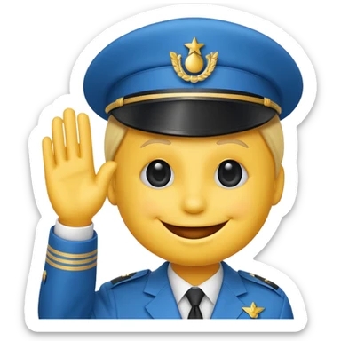 Blue smiley face saluting sticker