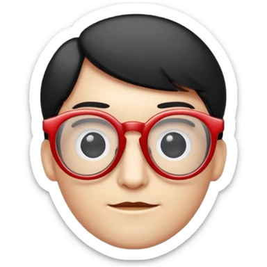 Red Glasses with subtle shine and curved frame edges. sticker