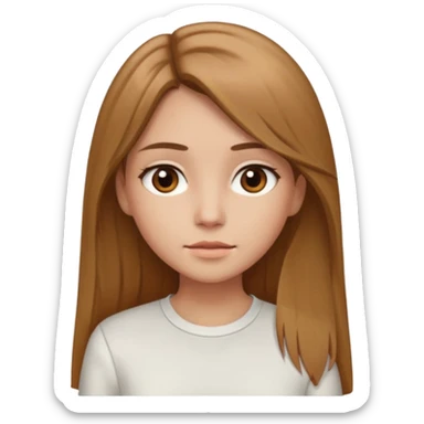 Fille brune clair raie au milieu cheveux long et yeux marron et peau beige cheveux lisse pas de4iere les oreilles  sticker