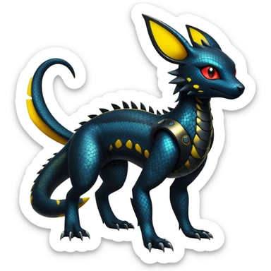 Modern Futuristic Scaly Cyber-Salandit-Umbreon-Litten-Hybrid (Full body) sticker