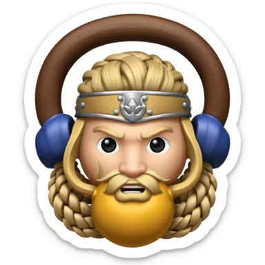 Una Kettlebell con la parte delantera con una vikinga con trenzas sticker