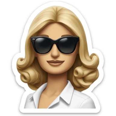 Dalida avec une chemise d’été Lacoste et une grosse paire noire de lunettes de soleil Ray Ban  sticker