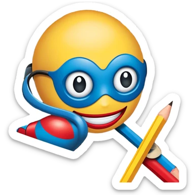 Create a vibrant emoji representing comic books and graphic novels. The design should feature a large, open comic book or vintage comic magazine with pages displaying classic comic art, with text. The comic pages should have bold, dynamic panels and action scenes. Include a pencil writing on the pages, but without a hand, to symbolize the artistic creation of comics. Use bright colors like red, blue, and yellow, with a retro feel to the design. Make the background transparent. sticker