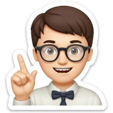 Nerd with glasses and one finger up and two teeth sticking out  sticker