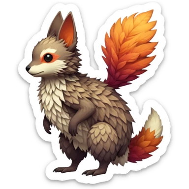 lush warm-colored Fakémon-Trico-creature (full body) sticker