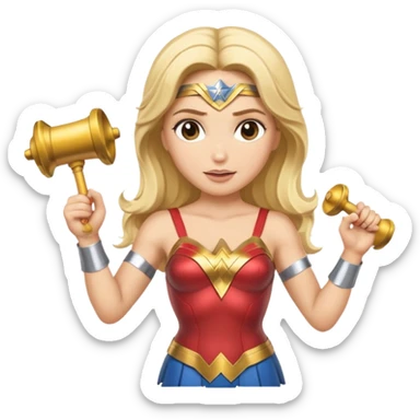 Blonde Wonder Woman hand bells sticker