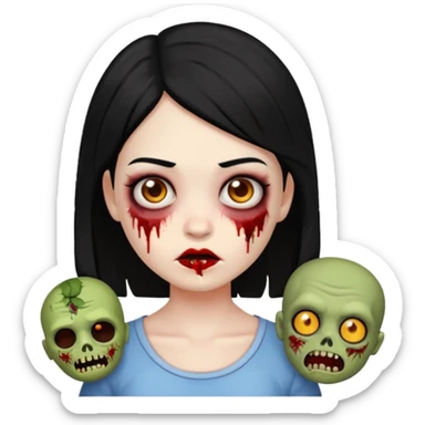 franjinha, zombie, emoji, menina, cabelo preto sticker
