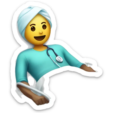 cartoon lying in hospital bed with a catheter sticker