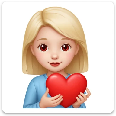 a little girl holding a heart, a cute and cheerful face sticker