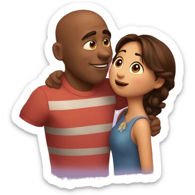 imágen al estilo pixar de una pareja dándose un beso  sticker