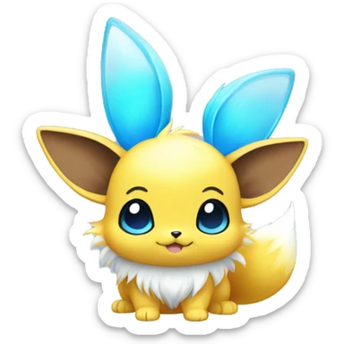 Shiny Colorful Yellow Blue Electric Mouse Eevee sticker