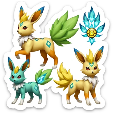 Meloetta-Zygarde-Flareon-Electrike-Jolteon-Manectric-Fakémon-fusion, full body sticker