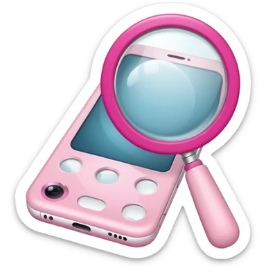 mix light pink dark pink and white girly phone internet with a magnifying glass sticker