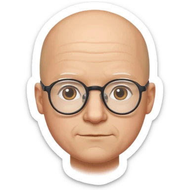 Bald man glasses chin puff sticker
