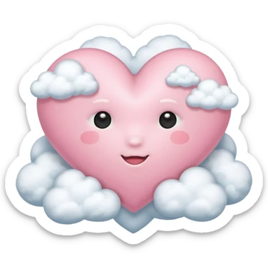 light pink heart with clouds sticker