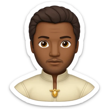 Otello with dark skin, dark brown hair, cream outfit sticker
