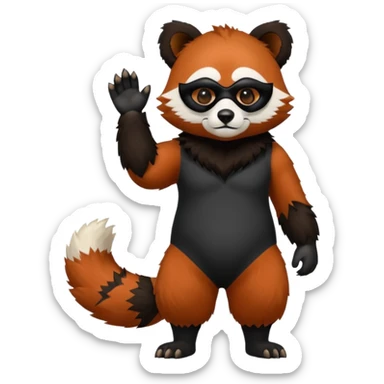 Realistic cool edgy 4-legged quadrupedal Bear-Red-Panda-Tanuki-animal-fusion-hybrid, Full body sticker