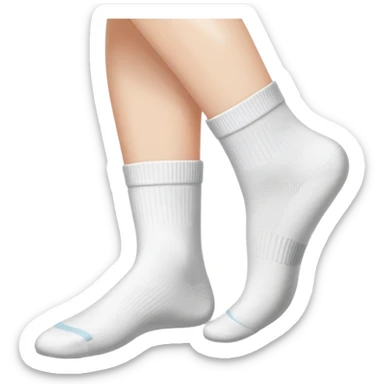 woman's feet wearing white crew socks viewed from directly underneath showing soles sticker