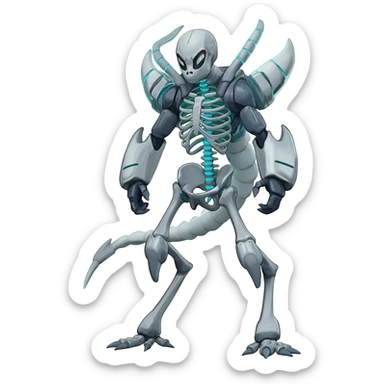 futuristic Skeleton-Cyborg-Manectric-Electrike-Salandit-Cubone-Umbreon-Marowak-Draco-Fakémon-hybrid-creature (full body), 4 legs sticker