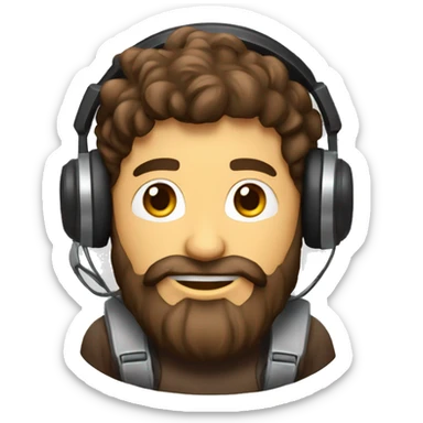 Homme brun avec une barbe avec un casque de jeux vidéo sticker
