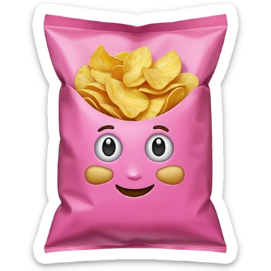 Pink bag of potato chips sticker