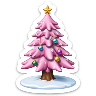 Pink Christmas tree with snow on it sticker