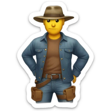 Gars, Chemise bûcheron , bottes à cap,  chapeau de poil, jeans  sticker