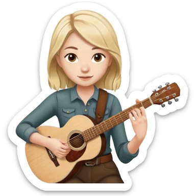 Emily Kinney playing acoustic guitar sticker