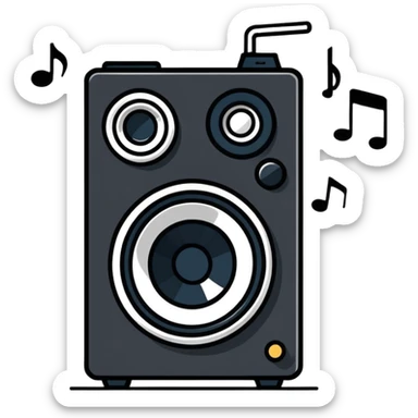 cute and simple small speaker with music notes coming out sticker