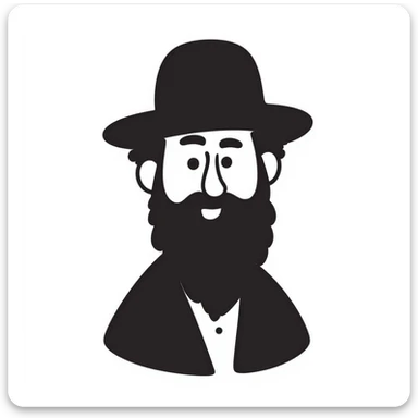 hand-drawn doodle of a Jewish Haredi man with black hat, beard, and payot, simple lines sticker