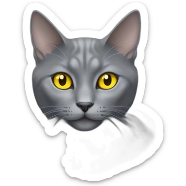 fluffy grey korat breed cat with yellow eyes black pupils, sleeping female sticker