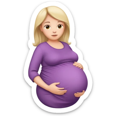 very heavily pregnant overdue woman with very  very big and large belly  sticker