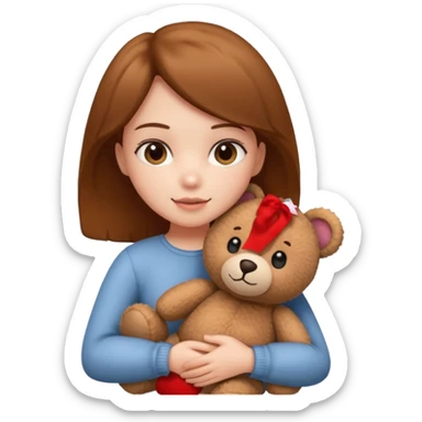 girl with teddy  sticker