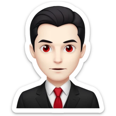 {
      "type": "human",
      "look": "elegant vampire, pale skin, black suit, red tie, calm smirk",
      "description": "an elegant vampire with pale skin wearing a black suit and red tie"
    } sticker