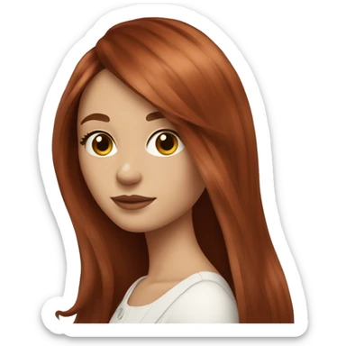 beautiful girl with long red brown hair and curtain bangs sticker