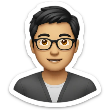 southeast asian male with glasses and black hair sticker