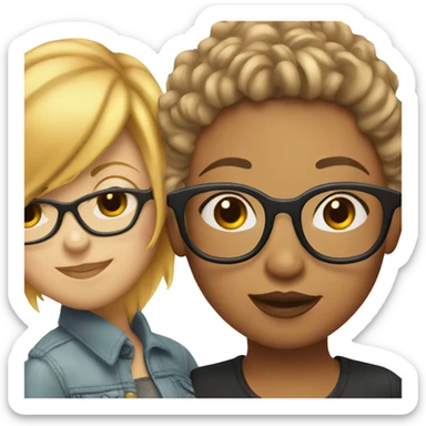 Lesbian kiss with girl who has blonde hair and glasses and a girl with short red hair  sticker