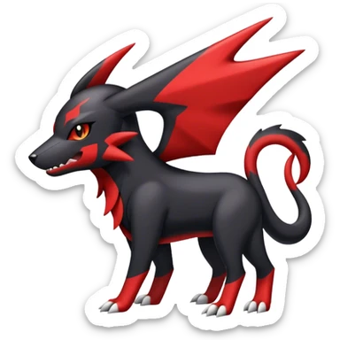Cute cool black red animal Gabite-Sharpedo-Houndoom-hybrid Fakemon full body sticker