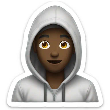 Black guy in a hoodie throwing up sticker