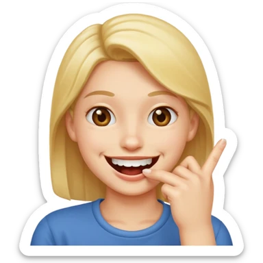 Un bonhomme qui mord son doigt en souriant sticker