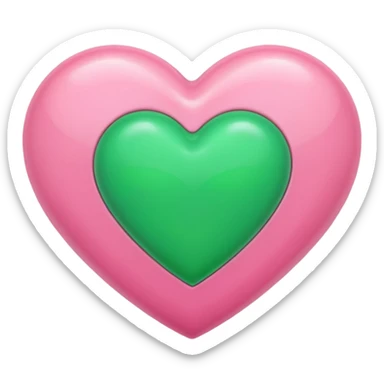 Pink heart with smaller green heart sticker