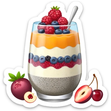 chia seed pudding with fruit toppings sticker