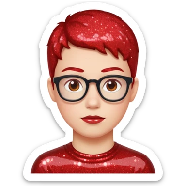 glitter red nerd sticker