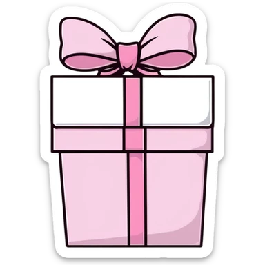 cute pink pastel gift box with ribbon, baby pink color sticker