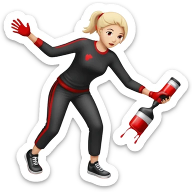 Jackson pollock flicking black white and red paint onto the floor sticker