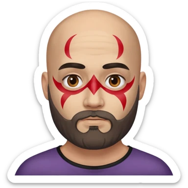 bald bearded man with face paint sticker