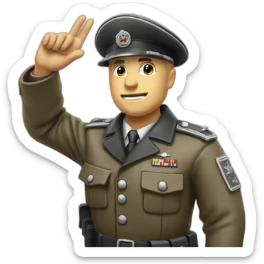 gestapo reich soldier raises arm greeting sticker
