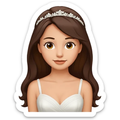 White tanned skin bride with dark hazel hair with a chin on her face sticker