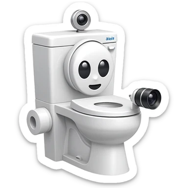 skibidi toilet character, anthropomorphic toilet with camera head sticker